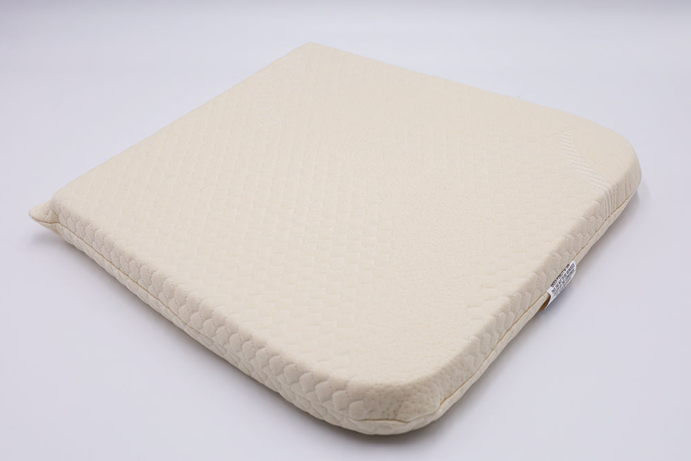 full view of the organic latex seat cushion that is 2" with GOTS-Certified cotton cover with print patterns.