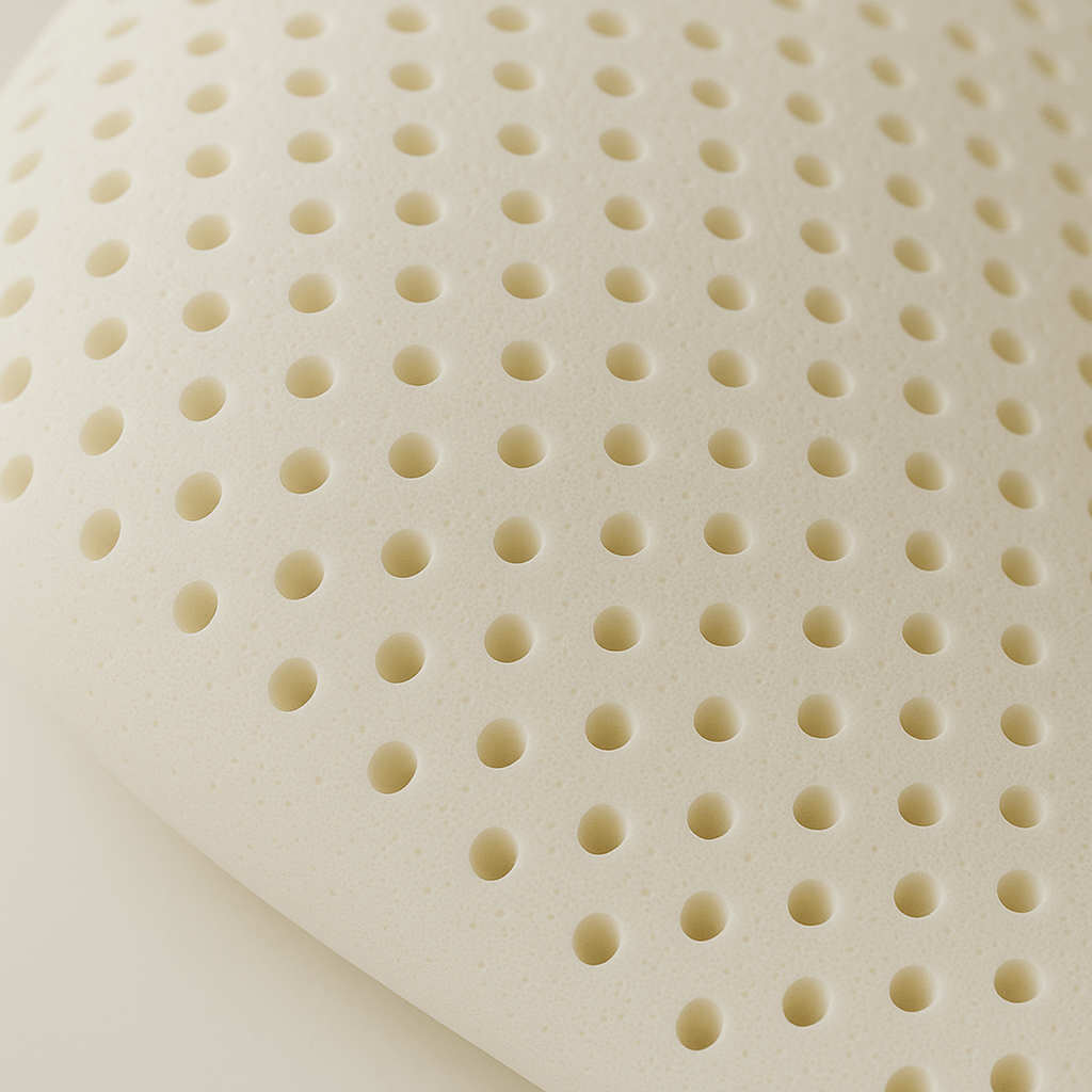 100% organic latex foam showing pin-hole design for breathability bedding