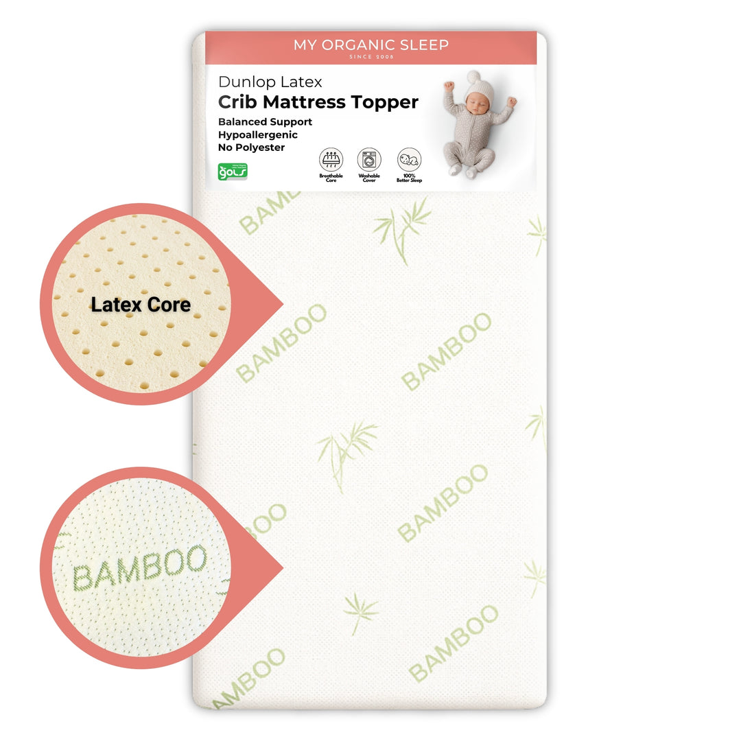 2" Inch and 3" Inch Organic Latex Crib Mattress Topper Pad [GOLS Certified]