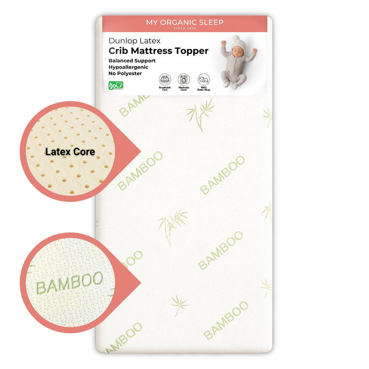 2" Inch and 3" Inch Organic Latex Crib Mattress Topper Pad [GOLS Certified]