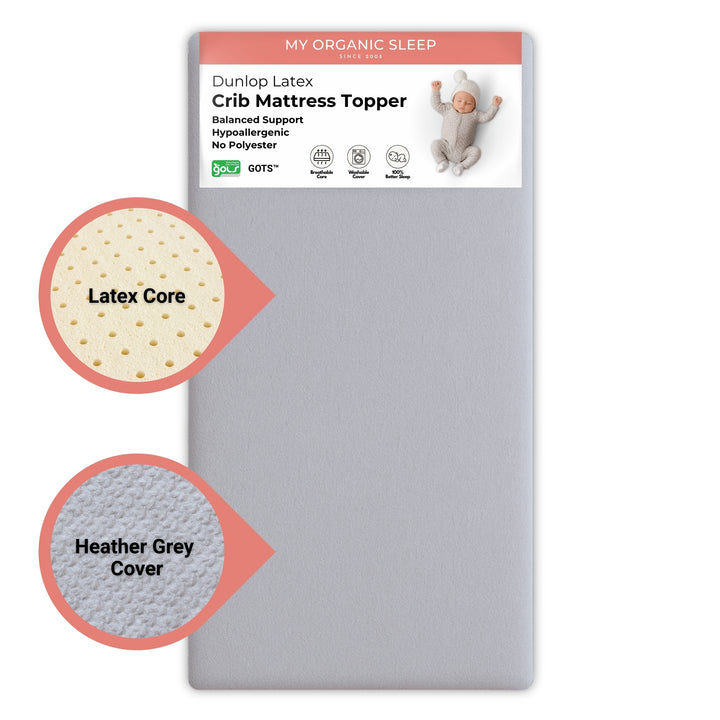 2" Inch and 3" Inch Organic Latex Crib Mattress Topper Pad - with Zipper [GOLS Certified]