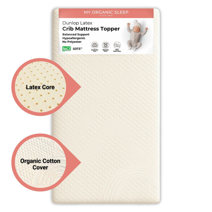 2" Inch and 3" Inch Organic Latex Crib Mattress Topper Pad [GOLS Certified]