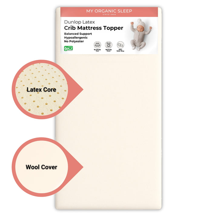 2" Inch and 3" Inch Organic Latex Crib Mattress Topper Pad - with Zipper [GOLS Certified]