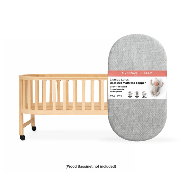 Heather grey cotton cover latex bassinet topper for newborns