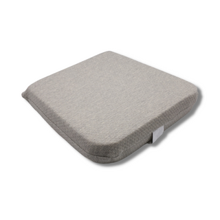 Full image of 3 inch organic latex seat cushion with heather grey cotton cover.