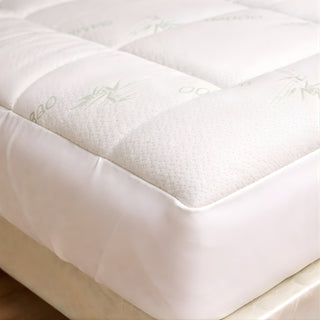 Natural Bamboo Mattress Pad Protector with 17” Fitted Bed Skirt