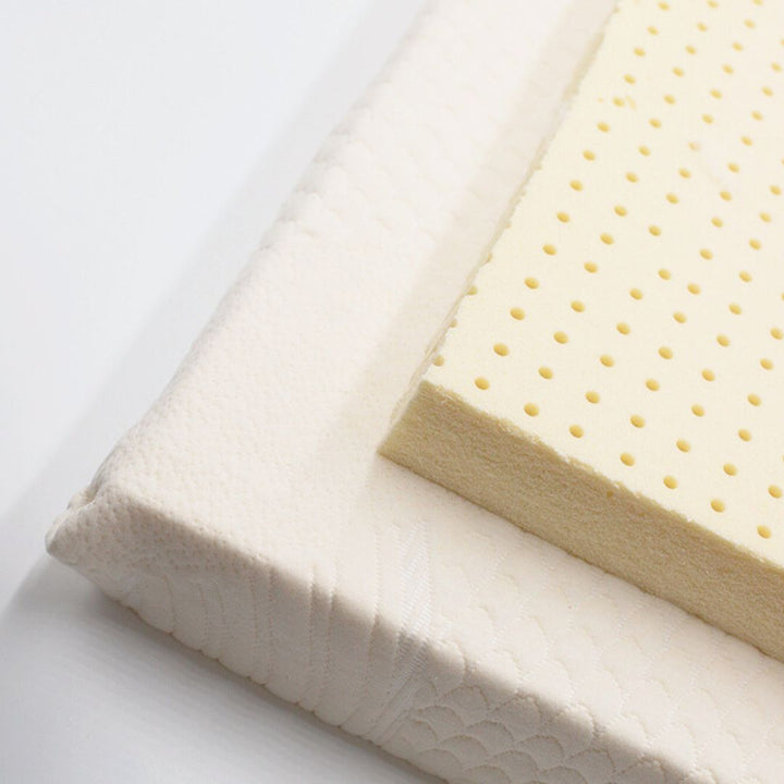 Latex topper layered on organic cotton cover, certified GOLS and GOTS materials