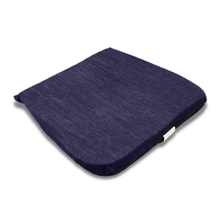 2 inch organic seat cushion with dark blue certified organic denim cotton cover.