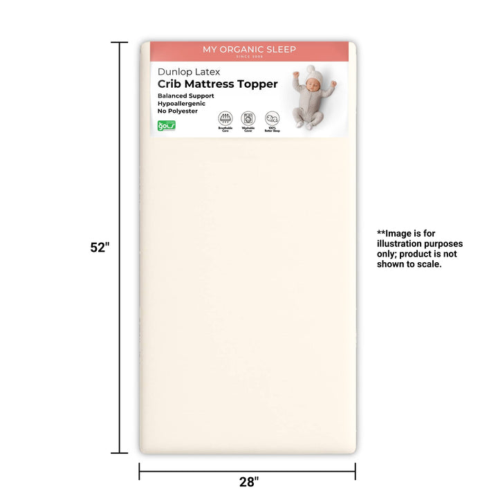 crib mattress topper. 100% all-natural Australian wool cover with GOLS certified latex standard size 52" x 28" 