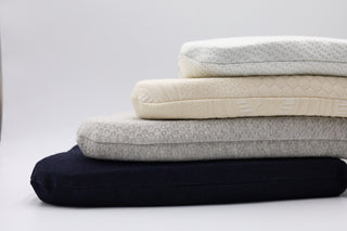 stack of organic latex seat cushions that are all natural and has gots certified cotton covers